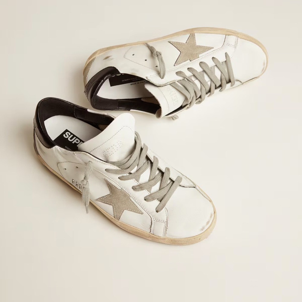 Golden Goose Women's Super-Star w/ black heel tab and metal stud lettering
